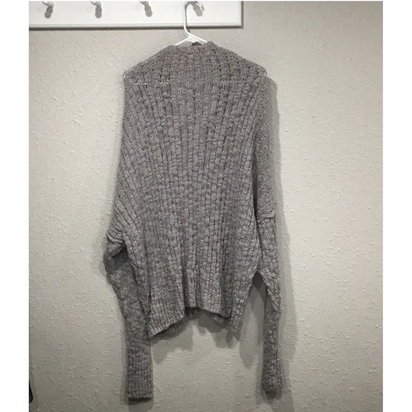 Free People Fun Times Chunky Knit Cardigan Gray Size M Cozy Sweater Boho Slouchy - Picture 10 of 12